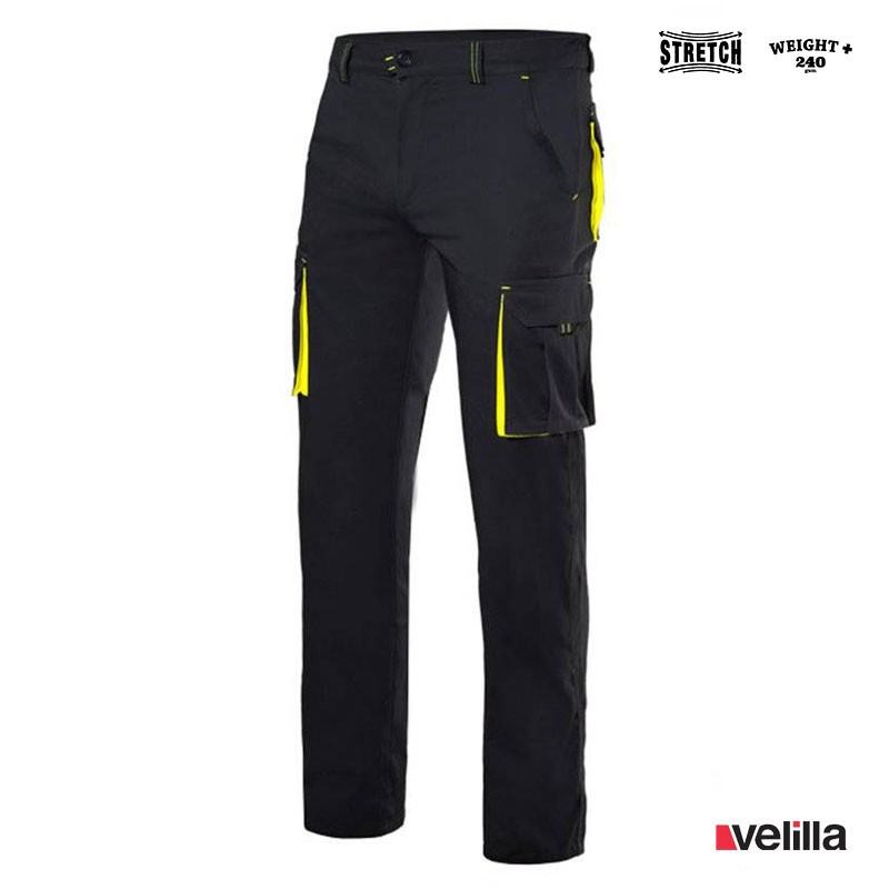 Pantalón stretch bicolor Velilla Ref. 103008S - Negro/Amarillo