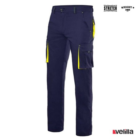 Pantalón stretch bicolor Velilla Ref. 103008S - Marino/Amarillo