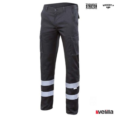 Pantalón Stretch Bandas renflectantes Velilla Ref. 103014S - Negro