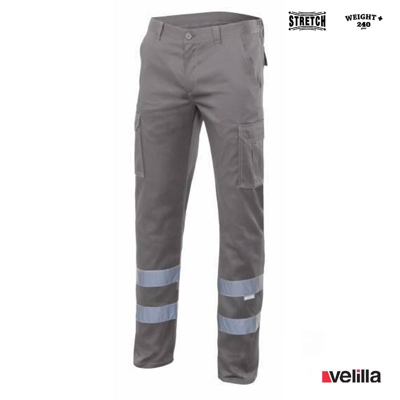 Pantalón Stretch Bandas renflectantes Velilla Ref. 103014S - Gris