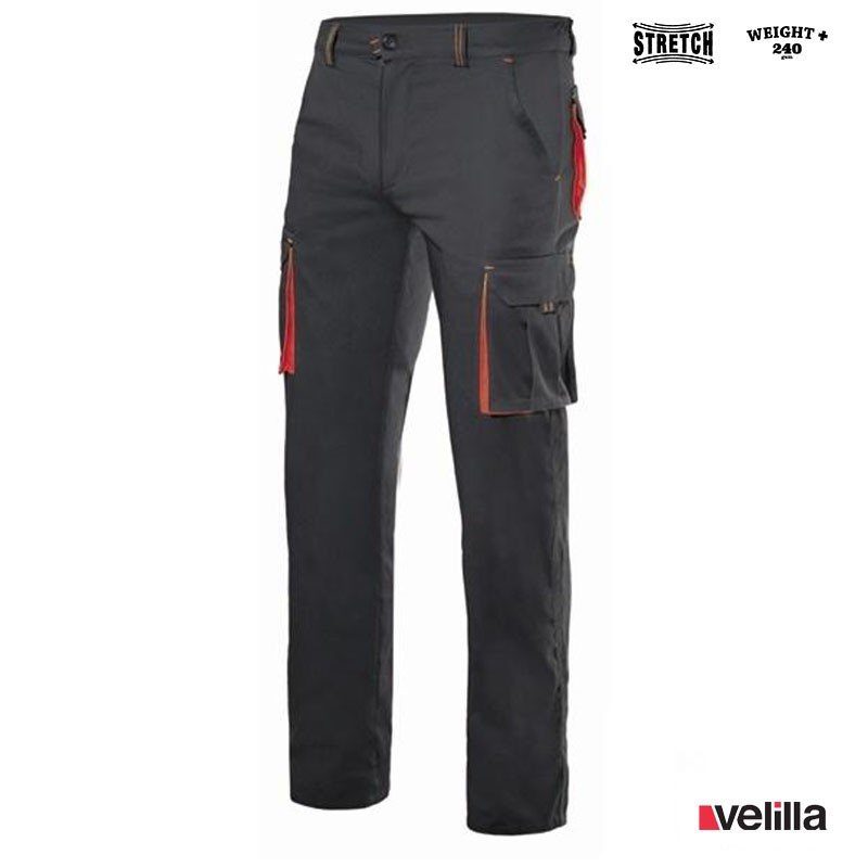 Pantalón stretch bicolor Velilla Ref. 103024S - Negro/Rojo