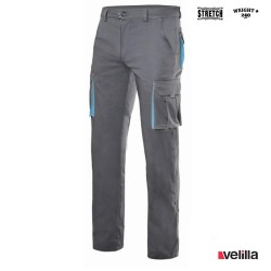 Pantalón stretch bicolor Velilla Ref. 103024S - Gris/Celeste