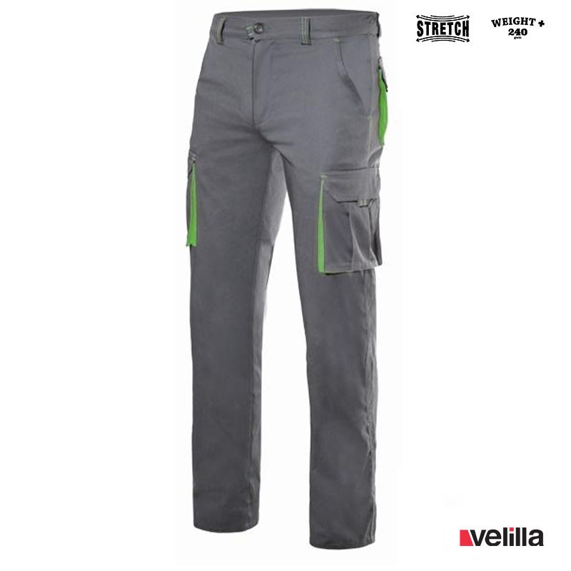 Pantalón stretch bicolor Velilla Ref. 103024S - Gris/Verde lima