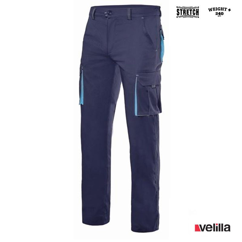 Pantalón stretch bicolor Velilla Ref. 103024S - Marino/Celeste