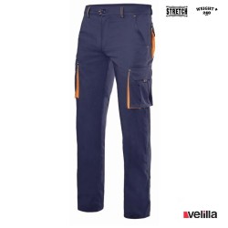 Pantalón stretch bicolor Velilla Ref. 103024S - Marino/Naranja