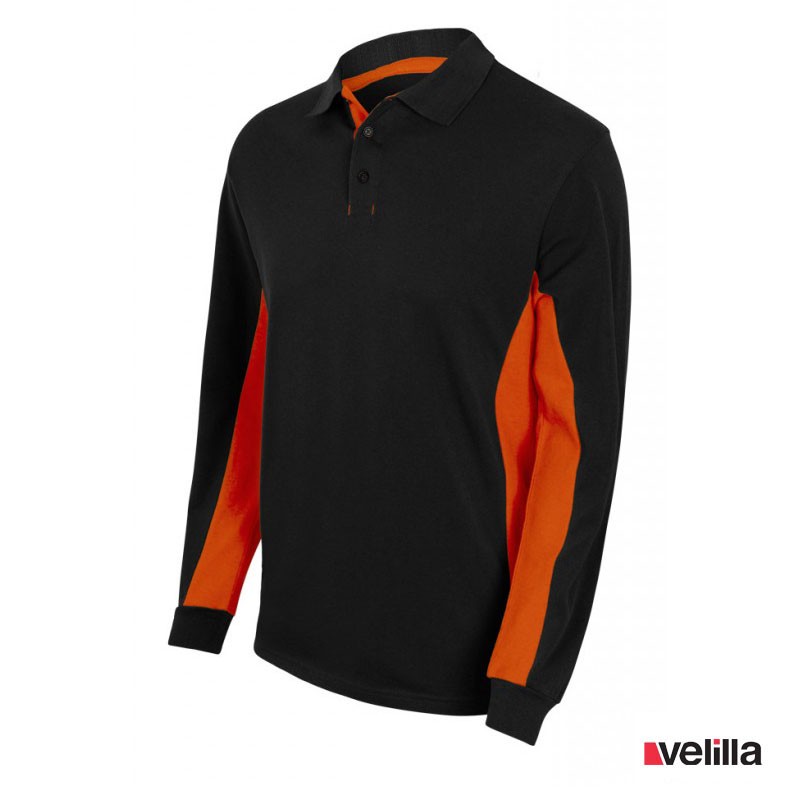 Polo bicolor ML Velilla Ref. 105514 - Negro/Naranja