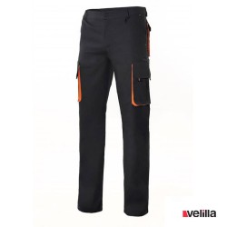 Pantalón bicolor multibolsillos Velilla Ref. 103004 - Negro/Naranja