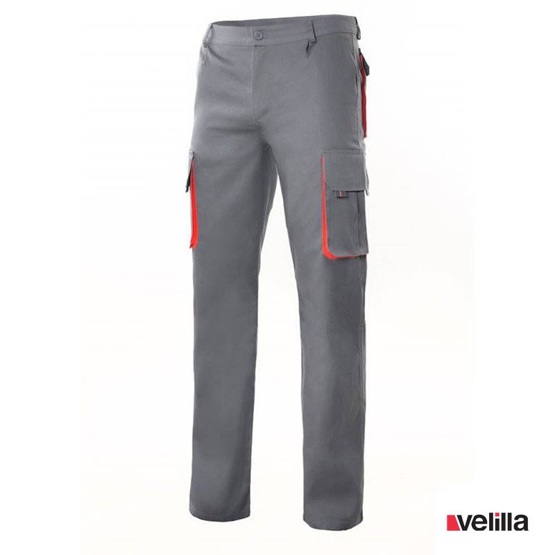 Pantalón bicolor multibolsillos Velilla Ref. 103004 - Gris/Rojo