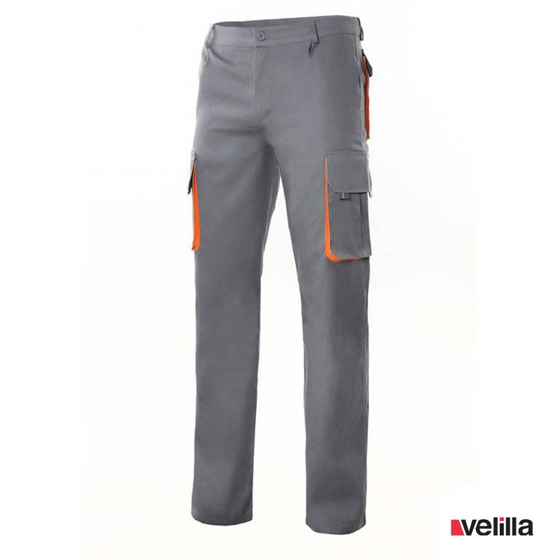 Pantalón bicolor multibolsillos Velilla Ref. 103004 - Gris/Naranja