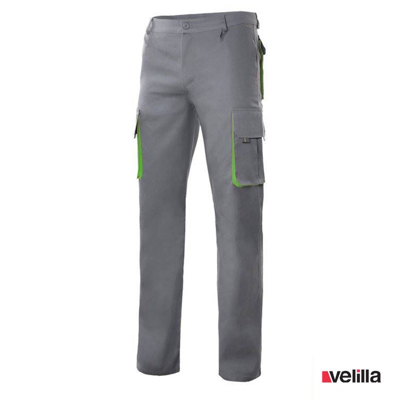 Pantalón bicolor multibolsillos Velilla Ref. 103004 - Gris/Verde lima